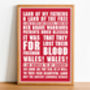 Land Of Father's Wales Rugby Song Lyrics Poster, thumbnail 1 of 2