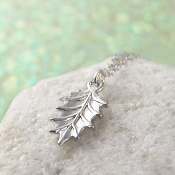 Silver Textured Holly Leaf Stud Earrings, 3 of 7