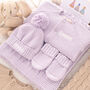 New Baby Girl Blanket, Cardigan, Hat And Mittens Gift Set, thumbnail 1 of 12