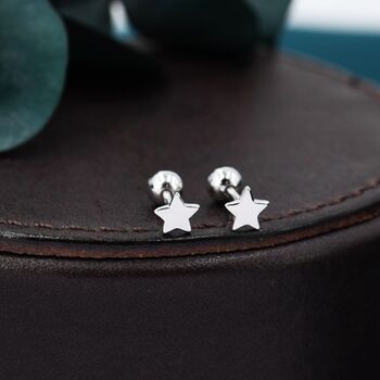 Tiny Star Screw Back Earrings In Sterling Silver, 3 of 12