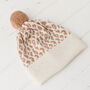 Lambswool Knitted Leopard Pom Pom Hat, thumbnail 10 of 12