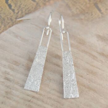 Vintage Textured Sterling Silver Long Drop Earrings, 2 of 7