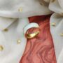 Wide Golden Band Cuff White Enamel Ring, thumbnail 2 of 4