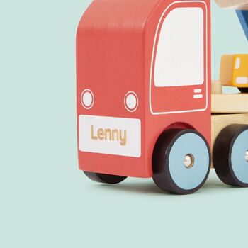 Personalised Wooden Transporter Lorry Toy 12m+, 7 of 8