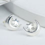 Sterling Silver Moon And Star Earrings, thumbnail 4 of 6