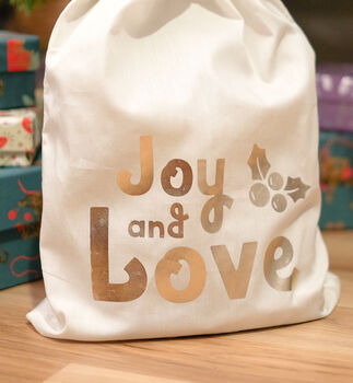 Joy And Love Reusable Christmas Gift Bag, 2 of 3