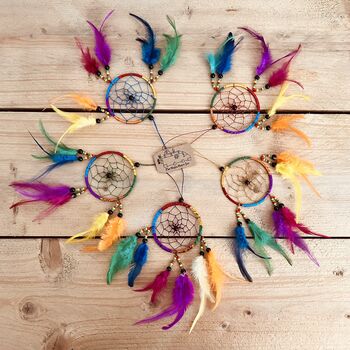 Mini Rainbow Dream Catcher – Handmade Boho Wall Hanging With Vibrant Feathers And Beads, 11 of 11