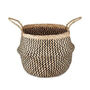 Black And Natural Zig Zag Seagrass Belly Basket, thumbnail 2 of 3