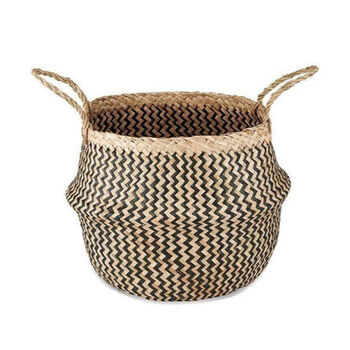 Black And Natural Zig Zag Seagrass Belly Basket, 2 of 3