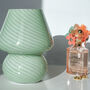 Hand Blown Striped Glass Murano Style Mushroom Lamp, thumbnail 4 of 6