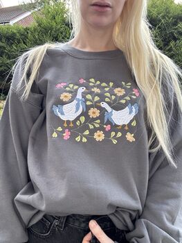 Spring Geese Embroidered Sweatshirt, 3 of 7