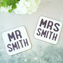 Personalised Mr And Mrs Wedding Coasters, thumbnail 1 of 2