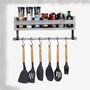 Wooden Grey Floating Shelves With Eight Hooks, thumbnail 6 of 12
