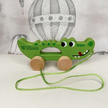 Personalised Animal Pull Along Wooden Toy, 2 of 5