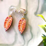 Philodendron Orange Earrings, Orange Leaf Earrings, thumbnail 3 of 12