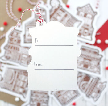 Illustrated Christmas Gift Tags, Gingerbread Shops, 5 of 9