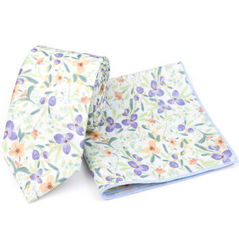 Mens Luxury Lilac And Green Floral Tie Gift Box Set, 3 of 4