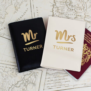 Personalised Mr And Mrs Leather Passport Holders Set, 3 of 3