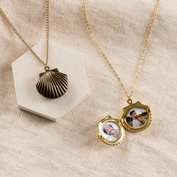 Personalised Sea Shell Locket Photo Necklace For Her, 2 of 11