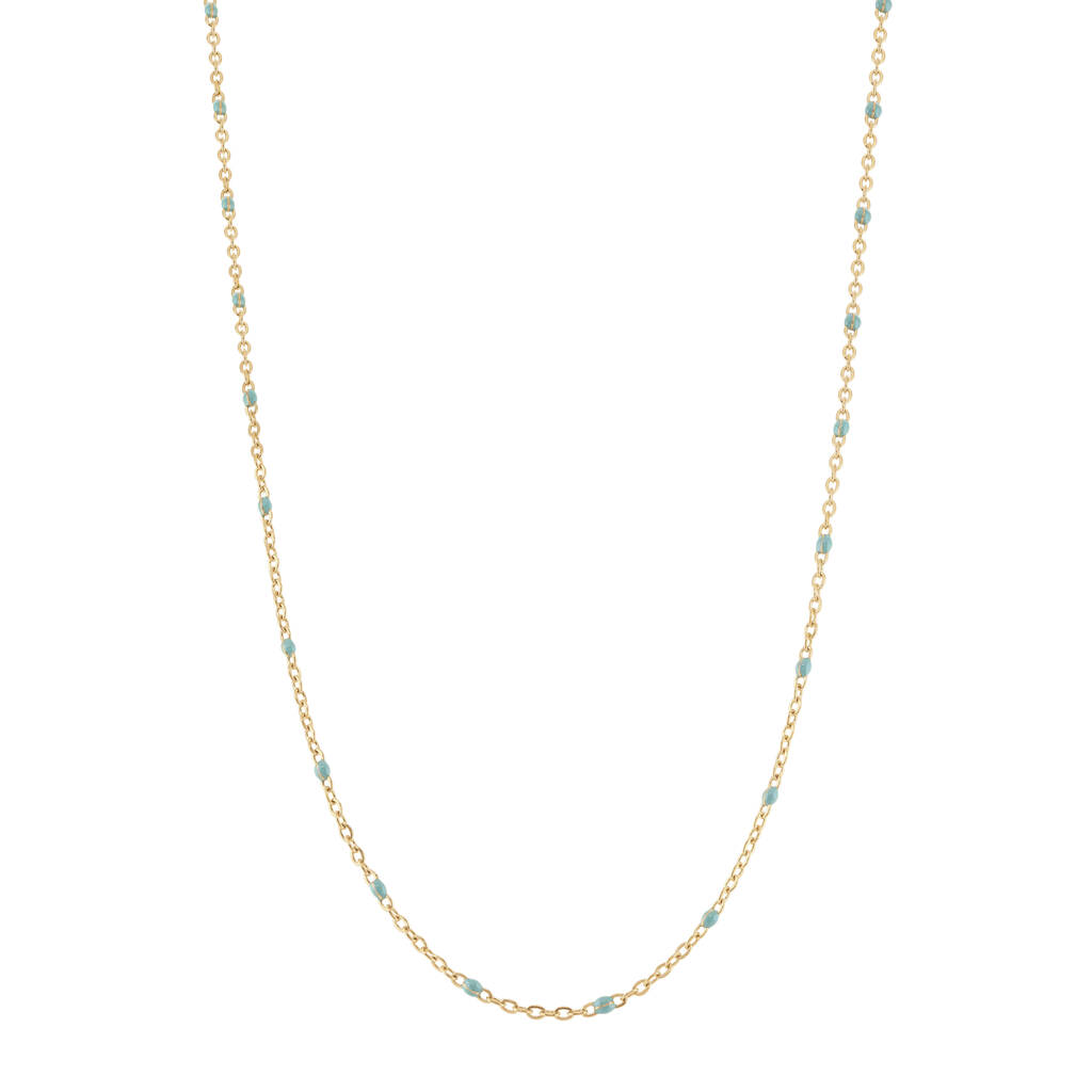 Gold Plated Mint Enamel Beaded Chain Necklace, 1 of 4