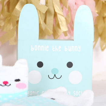 Organic Bunny Baby Socks, Personalised Gift Bag, 4 of 4