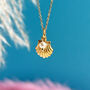 Gold Plated Shell Necklace With Pearl Detail, thumbnail 3 of 6