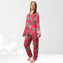 Giraffe And Leopard Print 100% Cotton Ladies Pyjamas In Pink, thumbnail 2 of 11