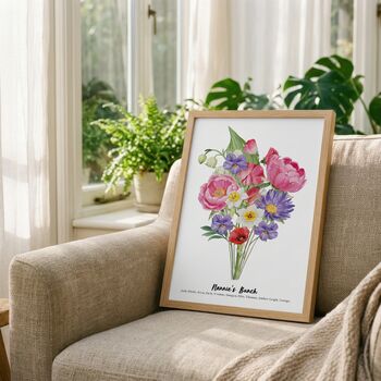 Personalised Birth Flower Grandma's Bunch Print, 7 of 12