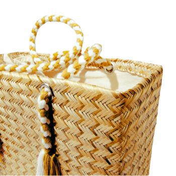 Seranna Natural Gold Pattern Handwoven Basket Bag, 5 of 7
