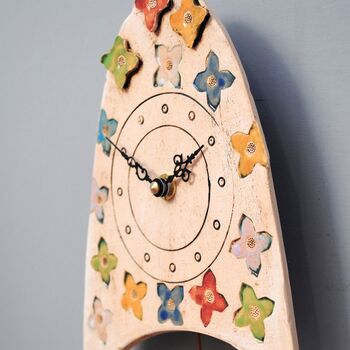 Bright Flowers And Brown Bird Wall Clock, 4 of 6