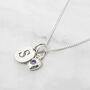 Mini Initial And Birthstone Sterling Silver Necklace, thumbnail 1 of 5