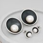 Sterling Silver Pearl Stud Earrings. Silver And Black, thumbnail 5 of 12