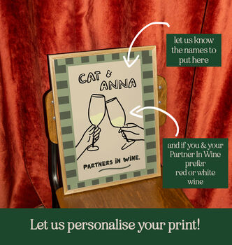 Personalised Partners In Wine Funny Friend Print, 2 of 12