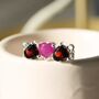 Silver Garnet And Ruby Heart Triple Heart Necklace, thumbnail 3 of 4