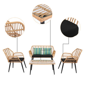 Outdoor Wicker Rattan Chair Patio Furniture Set, 4 of 12