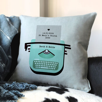 Personalised Retro Typewriter Message Cushion, 3 of 5