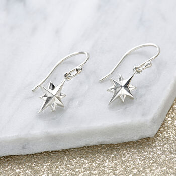Sterling Silver North Star Earrings, 2 of 6