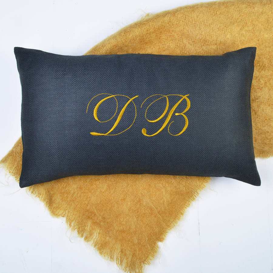 monogrammed personalised cushion by audenza