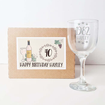Personalised 40th Birthday Engraved Wine Glass Gift, 3 of 8