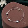 Sterling Silver Moonstone Star Trio Bracelet, thumbnail 1 of 10