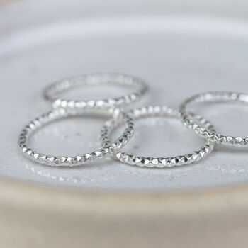 Sterling Silver Textured Stacking Ring, 2 of 3
