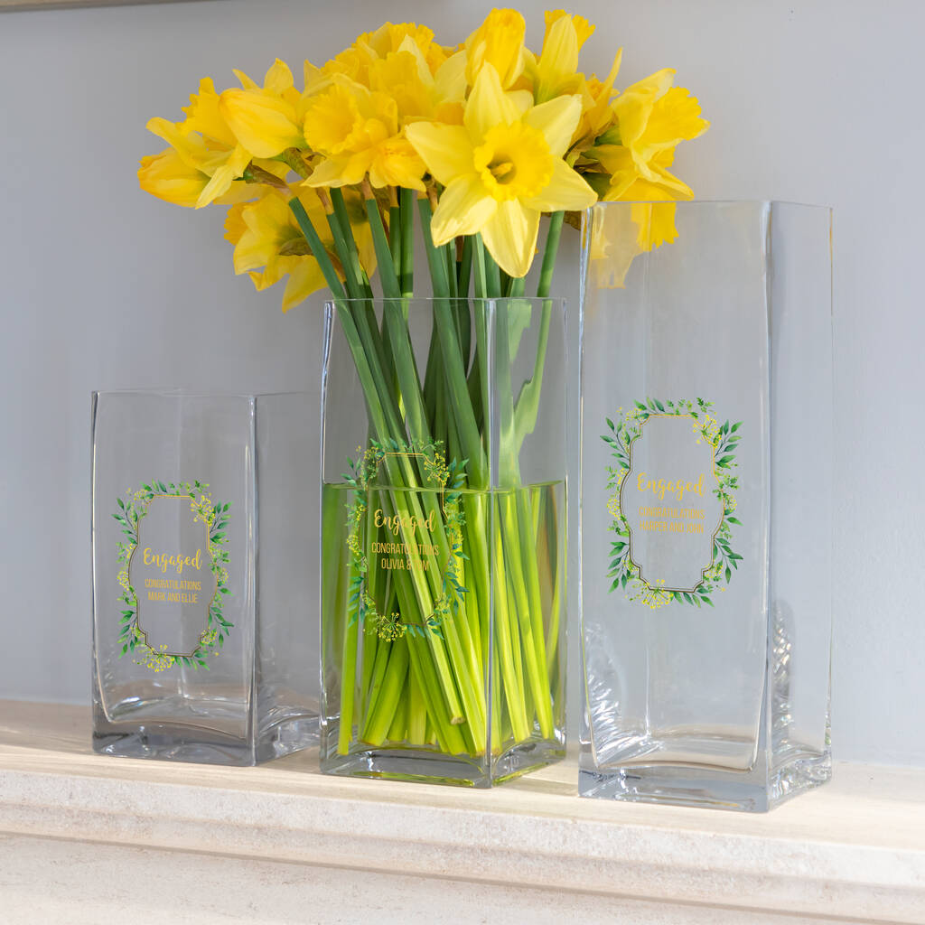 Personalised Glass Vase Engagement Gift By Mirrorin