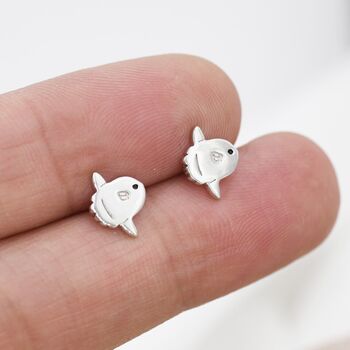 Ocean Sunfish Fish Stud Earrings In Sterling Silver, 7 of 12