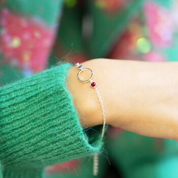 Mother And Two Children Circle Birthstone Bracelet, 4 of 8