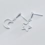 Sterling Silver Moon And Star Dangle Stud Earrings, thumbnail 2 of 4