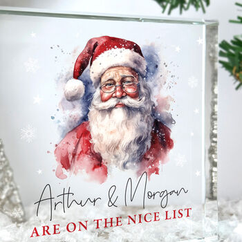 Personalised Traditional Santa 'Nice List' Crystal Token, 4 of 6
