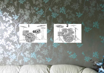 Personalised Drum Kit Word collage print