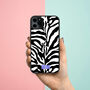Personalised Black And White Zebra Print iPhone Case, thumbnail 1 of 2