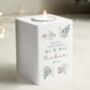 Personalised Christmas Foliage White Tealight Holder, thumbnail 3 of 5