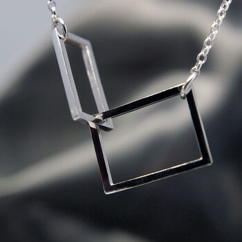 Handmade Interconnected Geometric Silver Necklace, 4 of 4